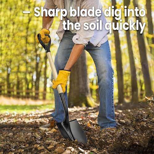Shovel for Digging,Round Shovel, Garden Tool with D-Handle, 41 Inches in Overall Length, Wooden Handel Garden Shovel,Beach Shovel, Car Snow Shovel - Image 4