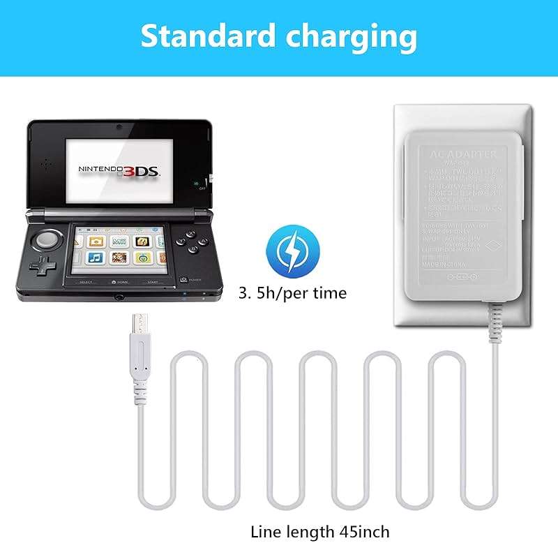 3DS Charger Compatible with Nintendo 3DS/ DSi/DSi XL/ 2DS/ 2DS XL/New 3DS 100-240V Wall Plug Adapter - Image 6