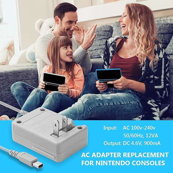 3DS Charger Compatible with Nintendo 3DS/ DSi/DSi XL/ 2DS/ 2DS XL/New 3DS 100-240V Wall Plug Adapter - Image 8
