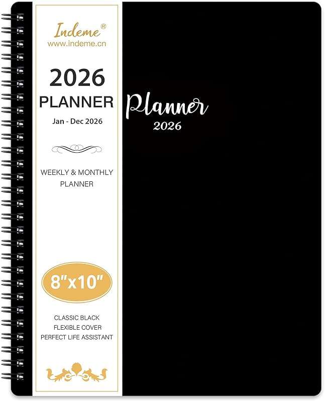 2026-2027 Planner - Planner 2026-2027 Weekly and Monthly, Jul. 2026 - Jun. 2027, 8" x 10", with Tabs, Thick Paper, Spiral Binding, Classic Black - Image 1