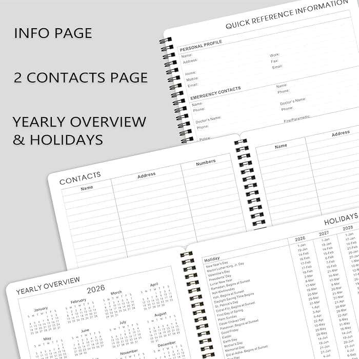 2026-2027 Planner - Planner 2026-2027 Weekly and Monthly, Jul. 2026 - Jun. 2027, 8" x 10", with Tabs, Thick Paper, Spiral Binding, Classic Black - Image 6