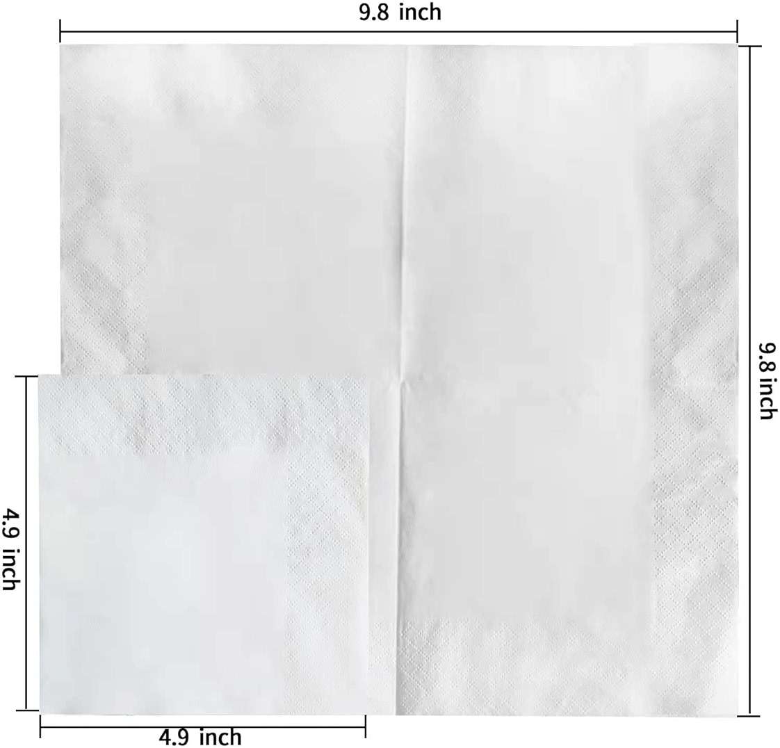 200 Count Napkins 2 Ply Plain White Beverage Napkins Disposable Four Fold Cocktails Paper Napkins 4.9" X 4.9" folded for Party and Every Day Use - Image 4