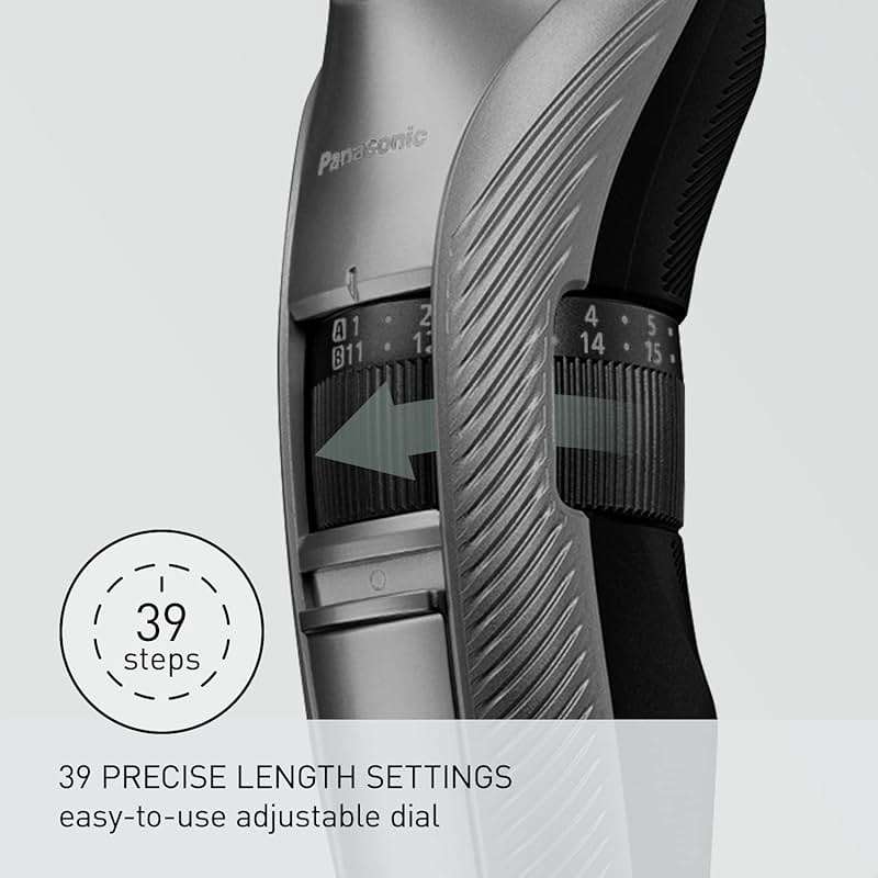 Panasonic Performance Hair Clippers with 2 Attachments and Adjustable Length Settings, Corded or Cordless Trimmer for Hair and Beard - ER-GC63-H (Silver) - Image 4