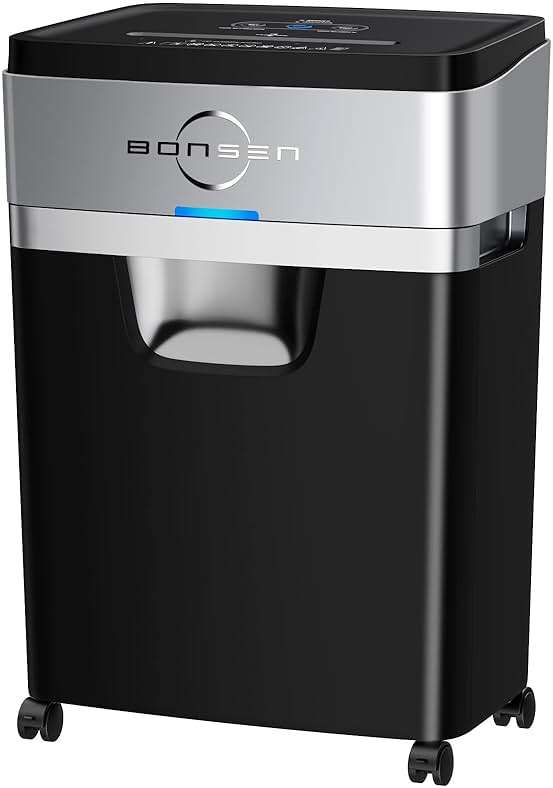 BONSEN Paper Shredder, 20-Sheet 60 Mins Nonstop Heavy Duty Paper Shredder for Office, 60dB Ultra Quiet Cross-Cut Shredder with 6.6 Gals Basket, Anti-Jam CD and Credit Shredder for Home Office (S3104) - Image 1