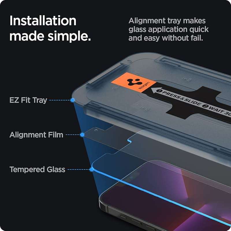 Spigen Tempered Glass Screen Protector designed for iPhone 14 Plus/iPhone 13 Pro Max [2 Pack] - Image 3