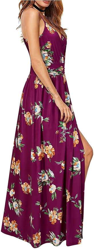 Newshows Women's 2026 Lightweight Summer Wedding Guest Beach Vacation Casual V Neck Split Flowy Maxi Dress - Image 4