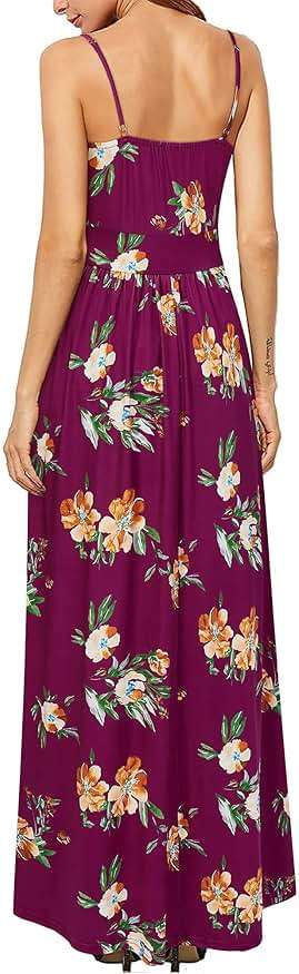 Newshows Women's 2026 Lightweight Summer Wedding Guest Beach Vacation Casual V Neck Split Flowy Maxi Dress - Image 5