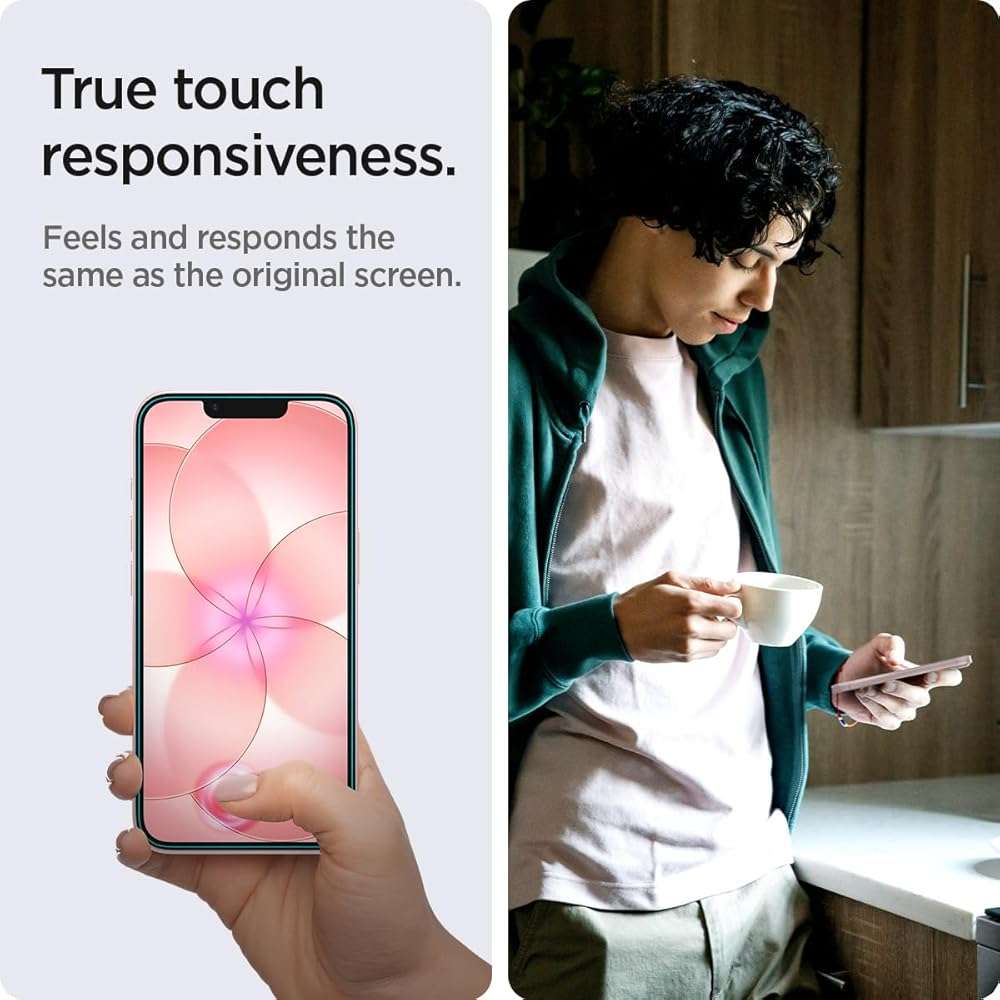 Spigen Tempered Glass Screen Protector [GlasTR EZ FIT] designed for iPhone 17e / iPhone 16e / iPhone 14 / iPhone 13 Pro/iPhone 13 [Sensor Protection - 2 Pack] - Image 4