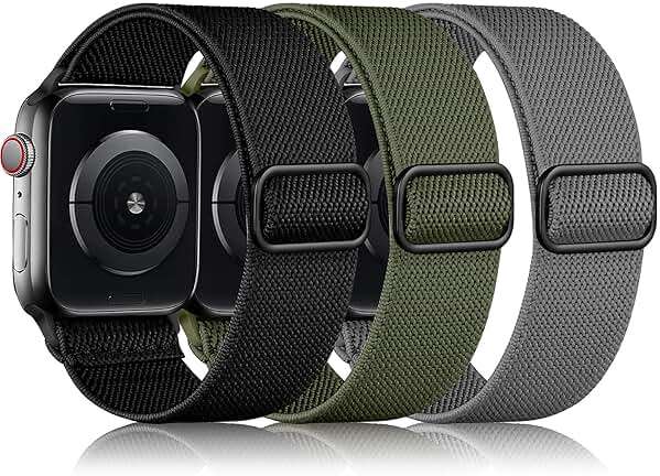DaQin 3 Pack Stretchy Solo Loop Compatible with Apple Watch Bands for Men 49mm 46mm 45mm 44mm 42mm, Soft Nylon Braided Elastic Strap for iWatch Band Series 11 10 9 8 7 6 5 4 3 SE Ultra 3 Ultra 2 Ultra - Image 1