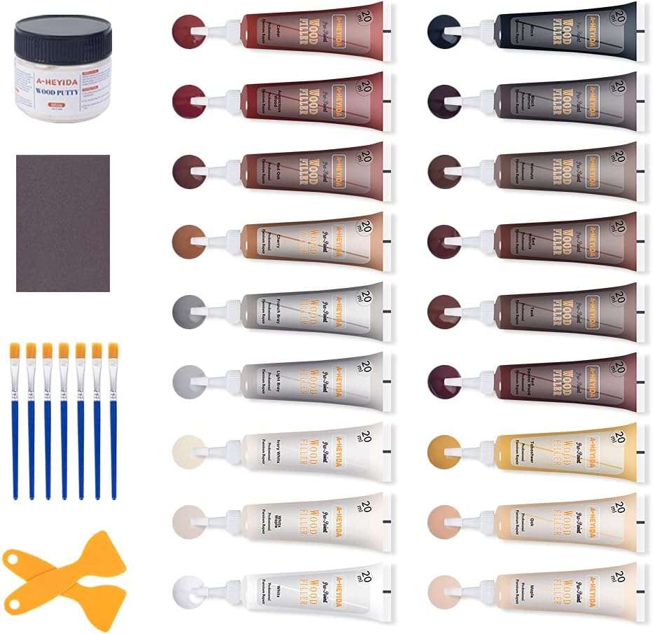 Wood Scratch Repair Kit - 18 Color Wood Fillers Paste for Scratch, Crack, Stain, Discoloration on Vinyl, Hardwood, Laminate, Floor, Furniture, Door, Cabinet, Table, Multi-Surface - Image 1