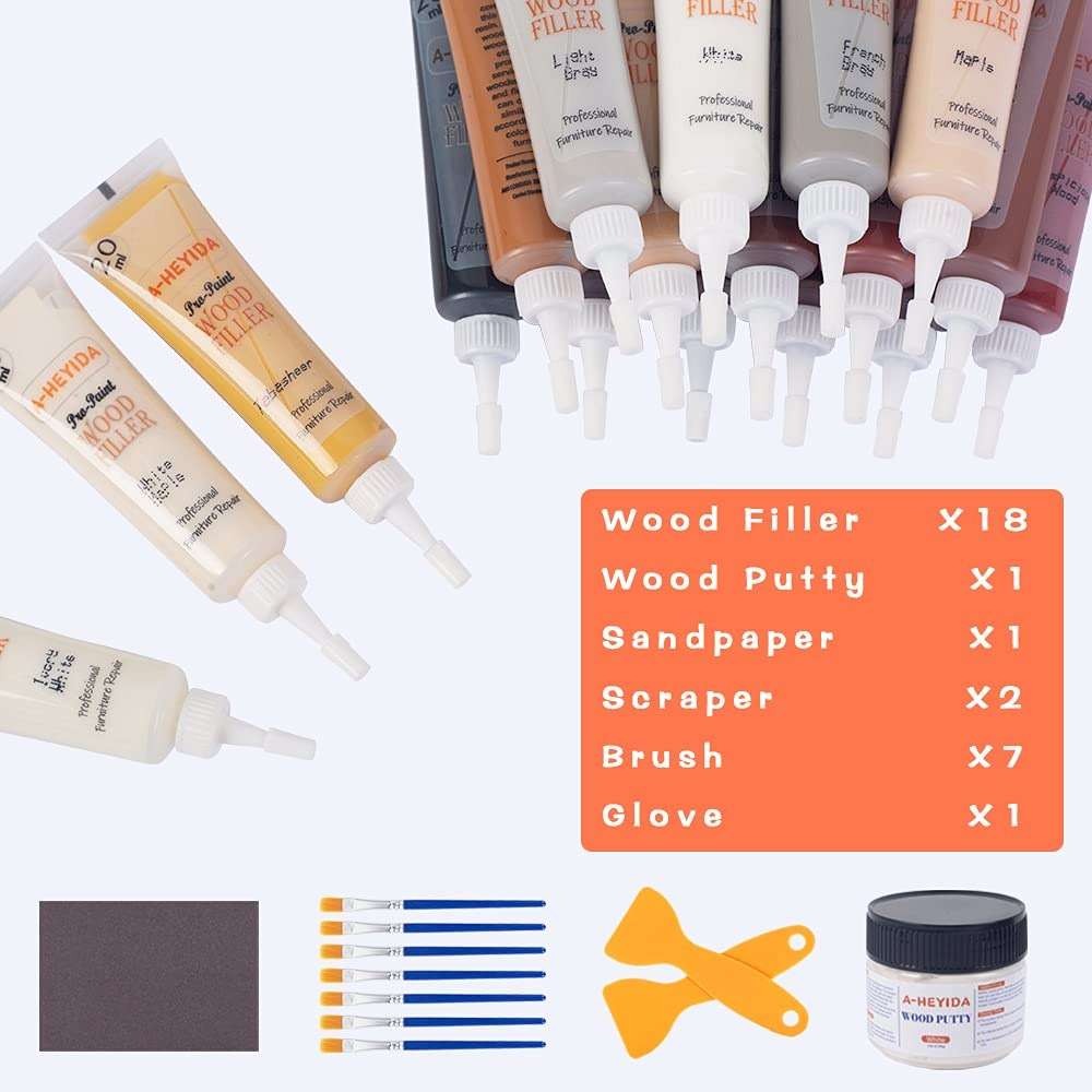 Wood Scratch Repair Kit - 18 Color Wood Fillers Paste for Scratch, Crack, Stain, Discoloration on Vinyl, Hardwood, Laminate, Floor, Furniture, Door, Cabinet, Table, Multi-Surface - Image 4