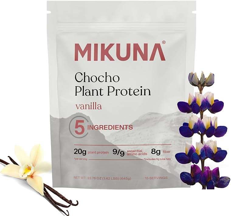 Mikuna Chocho Plant Protein Powder, Vanilla - 20g Protein, 8g Fiber - Third-Party Tested, Vegan, Lectin Free - 15 Servings - Image 1