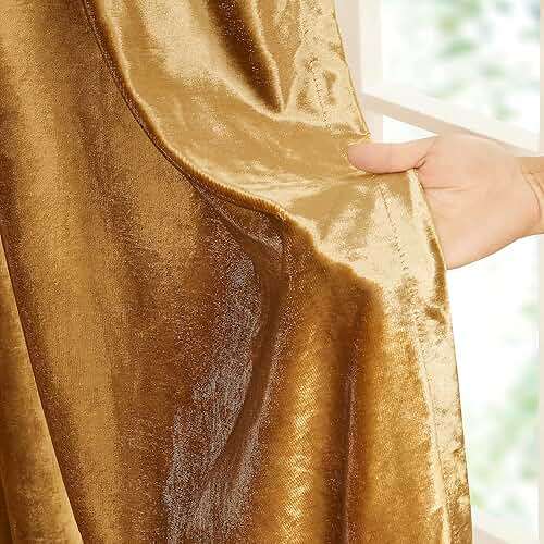 Gold Velvet Curtains 84 inches Length: Living Room Luxury Room Darkening Curtain - Elegant Bedroom Thermal Insulated Modern Heavy Thick Soft Soundproof Rod Pocket Window Drapes Set of 2 Panels - Image 6