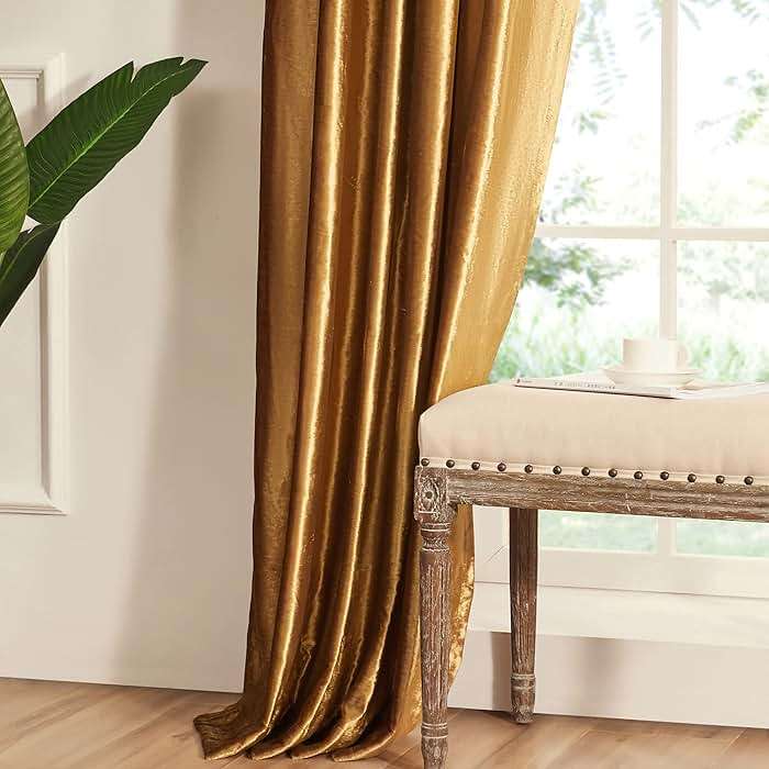Gold Velvet Curtains 84 inches Length: Living Room Luxury Room Darkening Curtain - Elegant Bedroom Thermal Insulated Modern Heavy Thick Soft Soundproof Rod Pocket Window Drapes Set of 2 Panels - Image 7