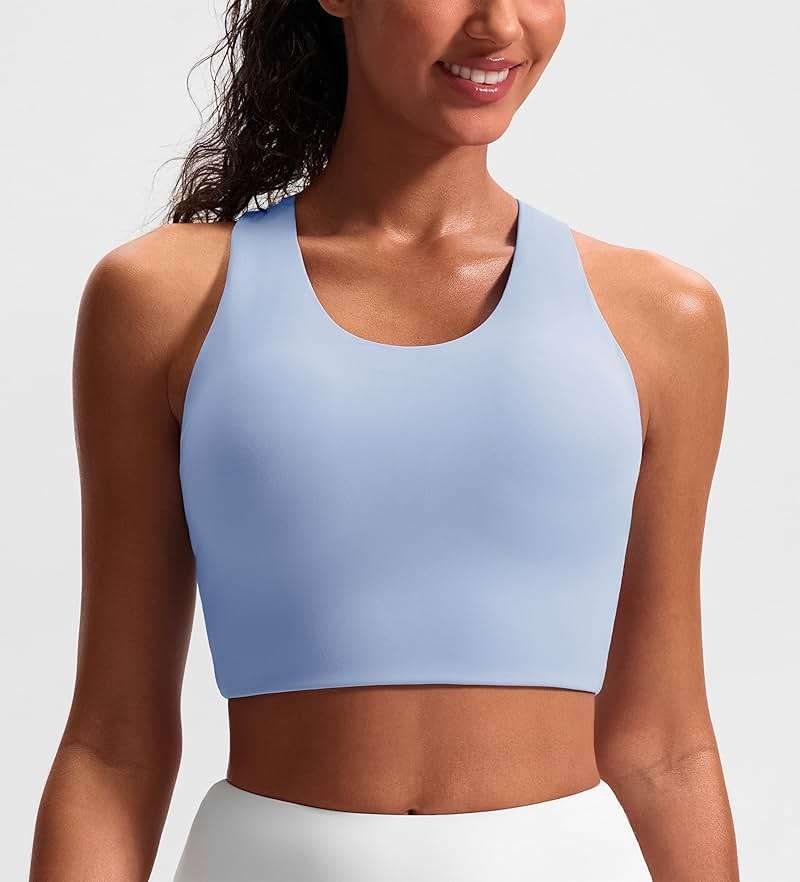Sports Bras for Women Criss-Cross Back Padded Workout Tank Tops Medium Support Crop Tops for Women - Image 2