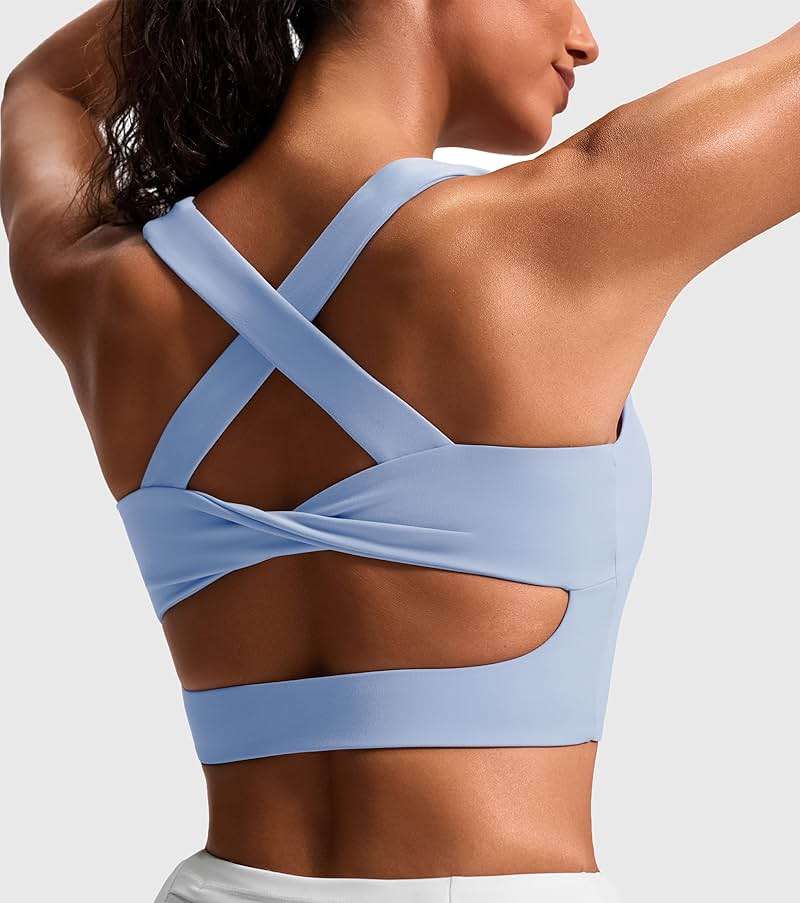 Sports Bras for Women Criss-Cross Back Padded Workout Tank Tops Medium Support Crop Tops for Women - Image 4
