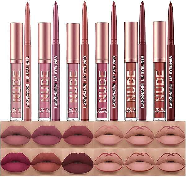 BestLand 12Pcs Matte Liquid Lipstick + Lip Liner Pens Set, Velvety Nude Lip Stain Waterproof Long Wear Makeup Gift Set - Image 1