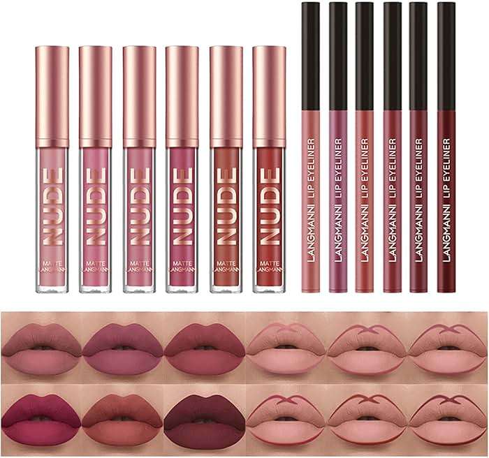 BestLand 12Pcs Matte Liquid Lipstick + Lip Liner Pens Set, Velvety Nude Lip Stain Waterproof Long Wear Makeup Gift Set - Image 2