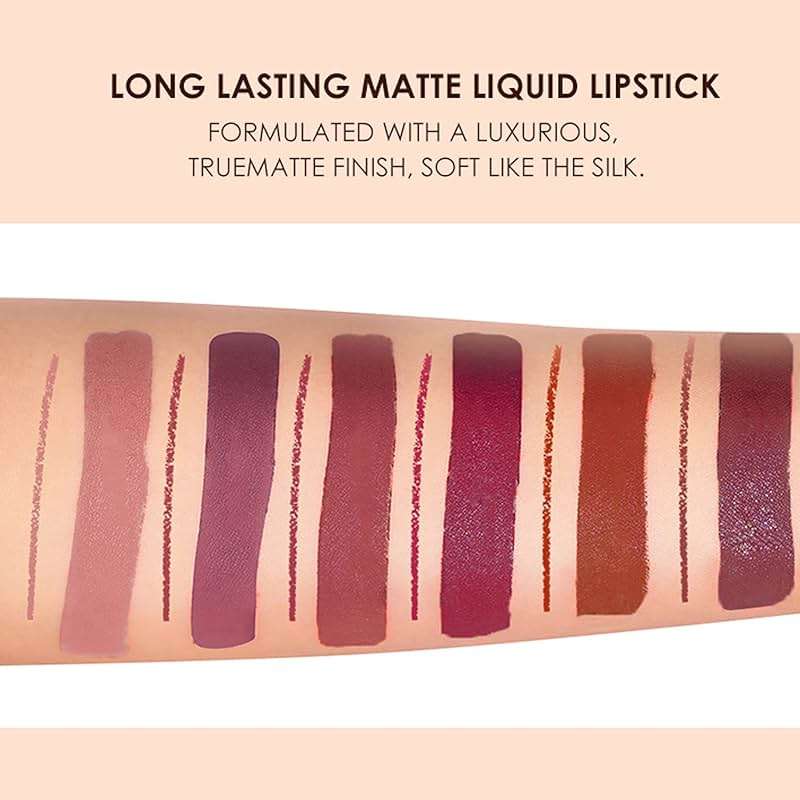 BestLand 12Pcs Matte Liquid Lipstick + Lip Liner Pens Set, Velvety Nude Lip Stain Waterproof Long Wear Makeup Gift Set - Image 3