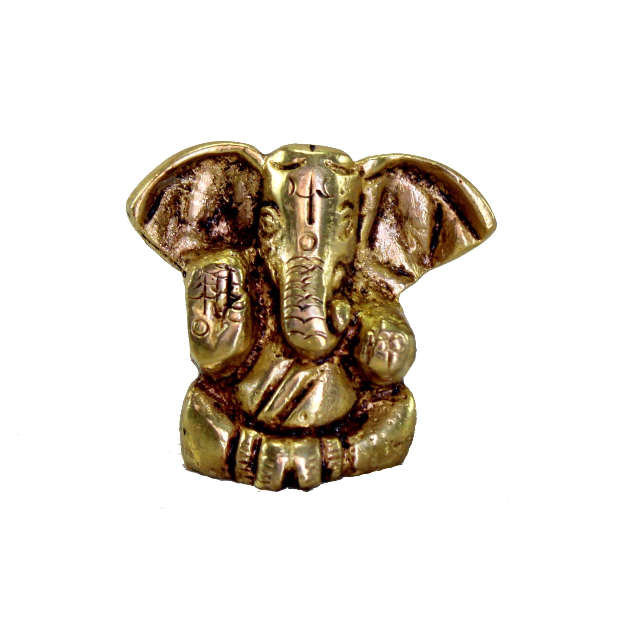 eSplanade Brass Ganesha Idol for Car Dashboard God Idol - 2" Inches Ganesha Murti for Desk Decor, Ganapati Statue, Ganapathi Sculpture | Antique Decor Item | Home Decor Gift Showpieces - Image 1