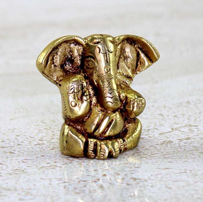 eSplanade Brass Ganesha Idol for Car Dashboard God Idol - 2" Inches Ganesha Murti for Desk Decor, Ganapati Statue, Ganapathi Sculpture | Antique Decor Item | Home Decor Gift Showpieces - Image 2