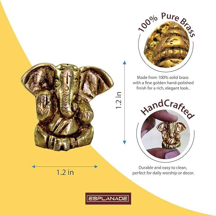 eSplanade Brass Ganesha Idol for Car Dashboard God Idol - 2" Inches Ganesha Murti for Desk Decor, Ganapati Statue, Ganapathi Sculpture | Antique Decor Item | Home Decor Gift Showpieces - Image 3