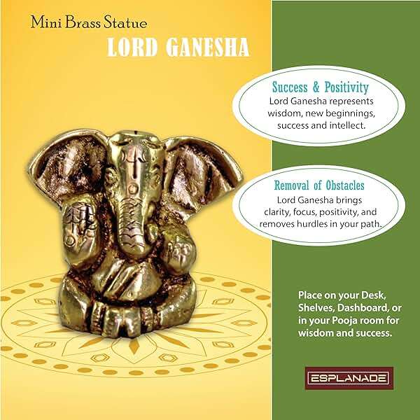 eSplanade Brass Ganesha Idol for Car Dashboard God Idol - 2" Inches Ganesha Murti for Desk Decor, Ganapati Statue, Ganapathi Sculpture | Antique Decor Item | Home Decor Gift Showpieces - Image 4
