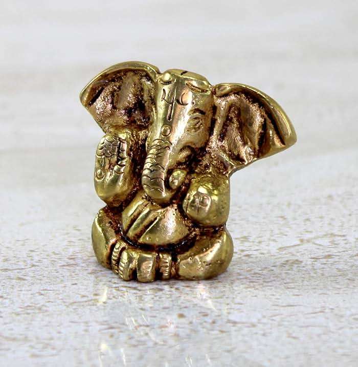 eSplanade Brass Ganesha Idol for Car Dashboard God Idol - 2" Inches Ganesha Murti for Desk Decor, Ganapati Statue, Ganapathi Sculpture | Antique Decor Item | Home Decor Gift Showpieces - Image 5