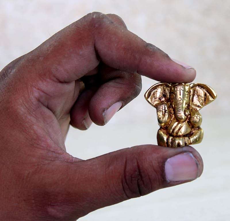 eSplanade Brass Ganesha Idol for Car Dashboard God Idol - 2" Inches Ganesha Murti for Desk Decor, Ganapati Statue, Ganapathi Sculpture | Antique Decor Item | Home Decor Gift Showpieces - Image 7