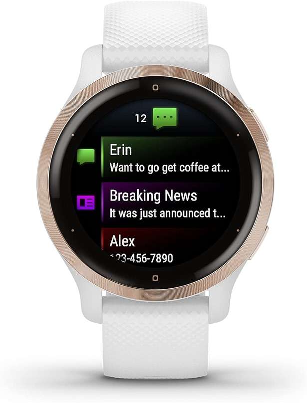 Garmin Venu 2S, Smaller-Sized GPS Smartwatch with Advanced Health Monitoring and Fitness Features, Rose Gold Bezel with White Case and Silicone Band, (010-02429-03) (Renewed) - Image 2