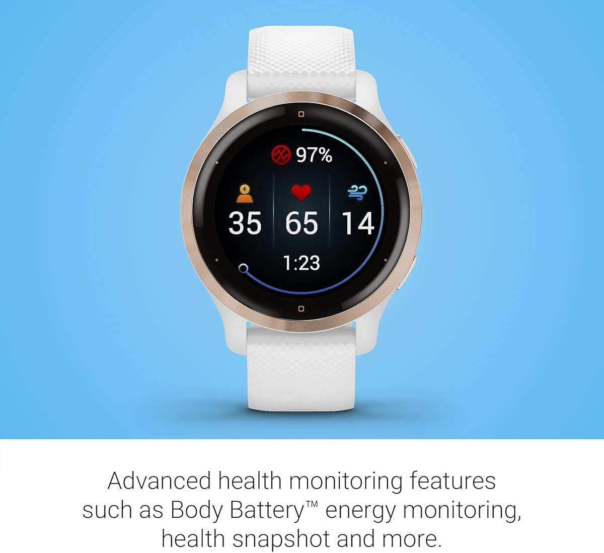Garmin Venu 2S, Smaller-Sized GPS Smartwatch with Advanced Health Monitoring and Fitness Features, Rose Gold Bezel with White Case and Silicone Band, (010-02429-03) (Renewed) - Image 6