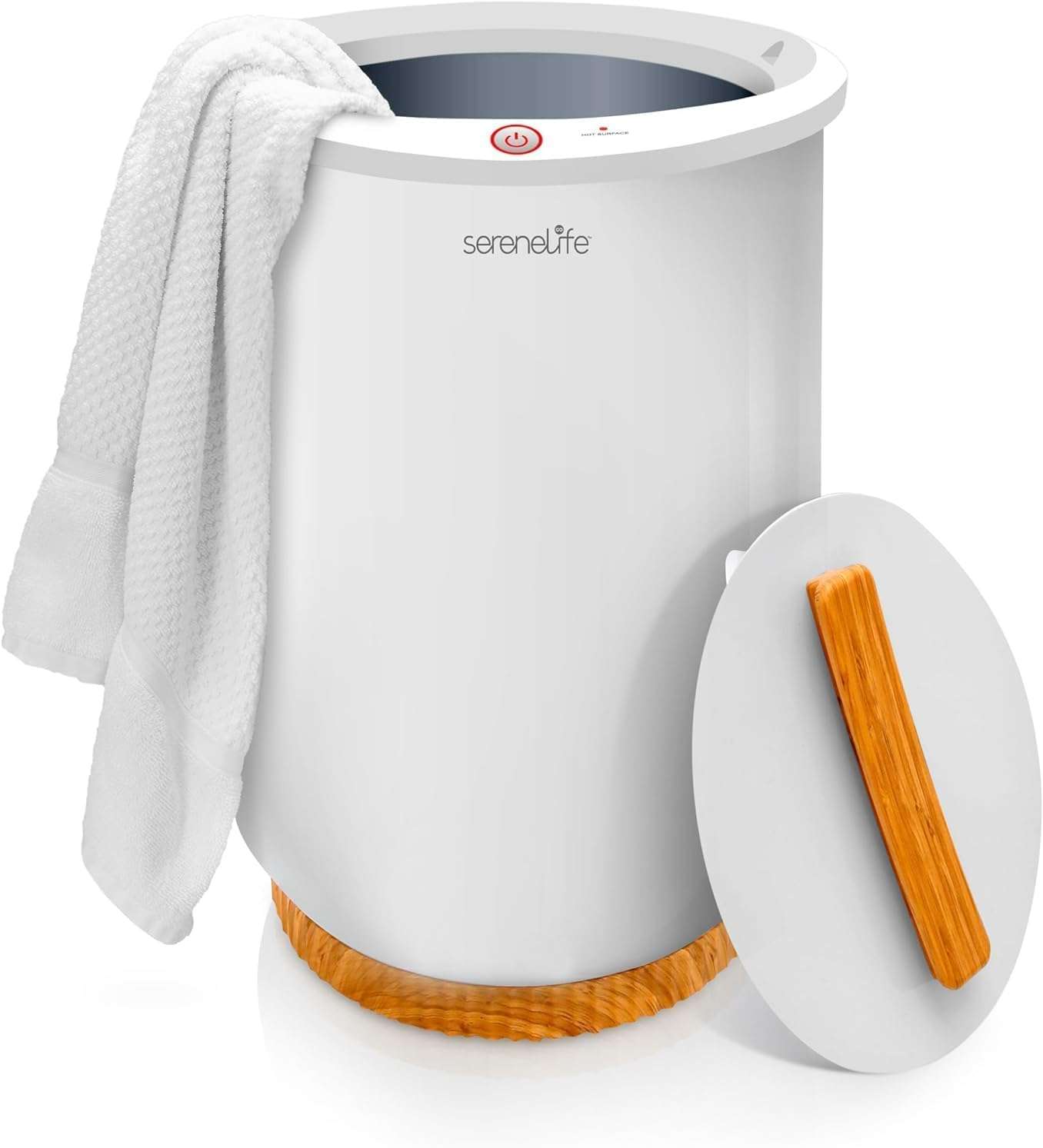 SereneLife Bucket Towel Warmers, White Large Towel Warmer for Spa and Bathroom, Luxury Towel Heater Gifts for Him & Her, Auto Shut-Off, Fits 2 large, Blankets, Bathrobes, PJ's - Image 1