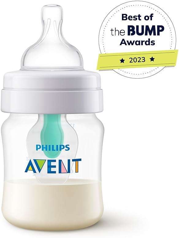 Philips Avent Anti-Colic Bottle with AirFree Vent, 4oz, with Flow 1 Nipples, 0m+, 4pk, Clear, SCY701/04 - Image 2