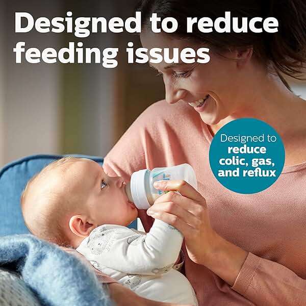 Philips Avent Anti-Colic Bottle with AirFree Vent, 4oz, with Flow 1 Nipples, 0m+, 4pk, Clear, SCY701/04 - Image 3