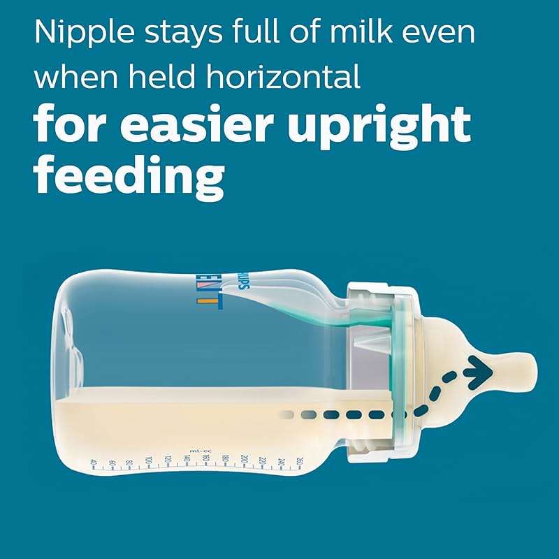 Philips Avent Anti-Colic Bottle with AirFree Vent, 4oz, with Flow 1 Nipples, 0m+, 4pk, Clear, SCY701/04 - Image 4