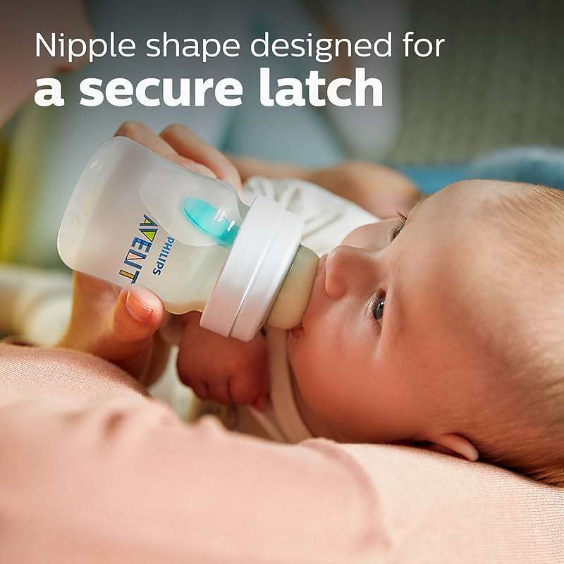 Philips Avent Anti-Colic Bottle with AirFree Vent, 4oz, with Flow 1 Nipples, 0m+, 4pk, Clear, SCY701/04 - Image 6