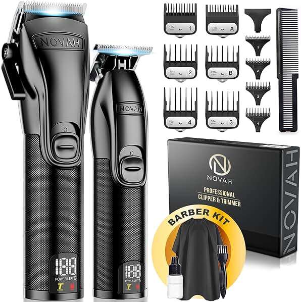 Novah® Professional Hair Clippers for Men, Professional Barber Clippers and Trimmer Set, Mens Cordless Hair Clipper for Barbers Haircut Kit Fade - Image 1