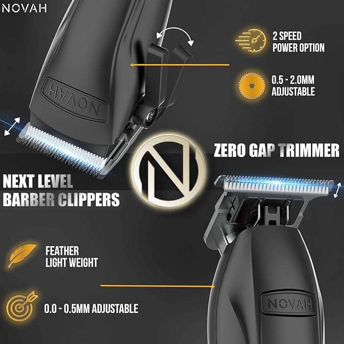 Novah® Professional Hair Clippers for Men, Professional Barber Clippers and Trimmer Set, Mens Cordless Hair Clipper for Barbers Haircut Kit Fade - Image 2