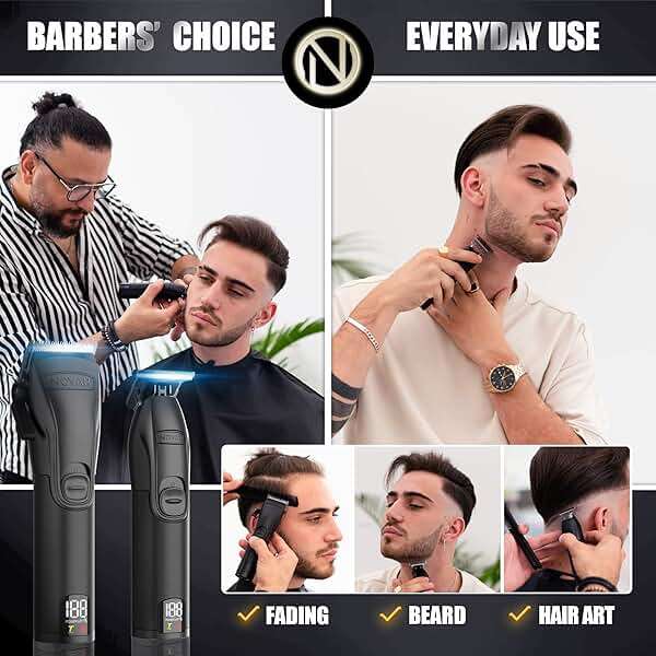 Novah® Professional Hair Clippers for Men, Professional Barber Clippers and Trimmer Set, Mens Cordless Hair Clipper for Barbers Haircut Kit Fade - Image 3