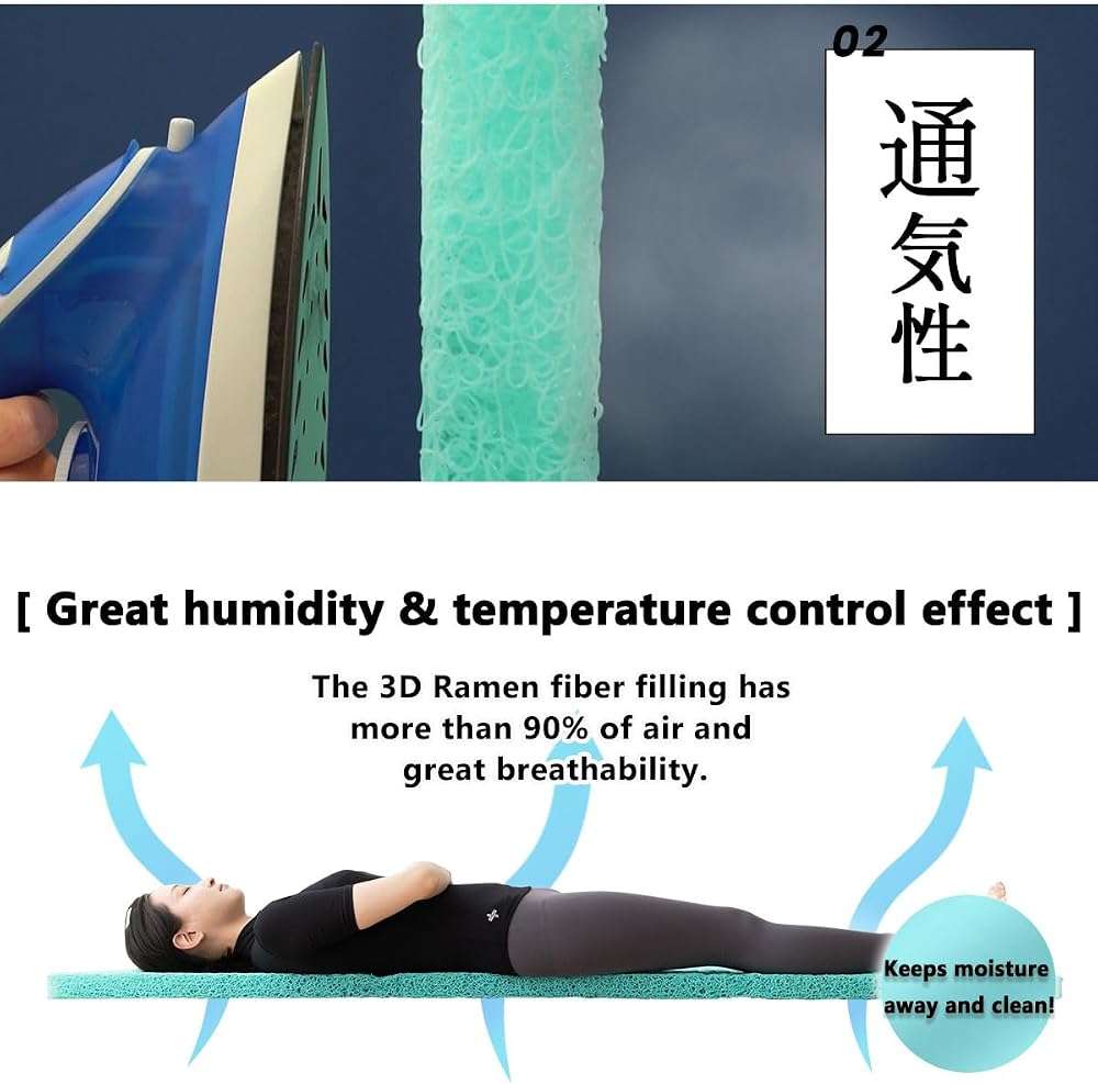 EMOOR Foldable 3D Fiber Futon Mattress with Washable Padded Cover Ultra-WASH Twin, High-Resilience Tatami Floor Sleeping Mat Pad Topper Cool, Gray - Image 4