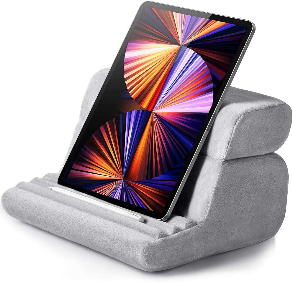 UGREEN Tablet Pillow Stand for Lap Soft Holder Bed with 3 Viewing Angles Adjustable Home Office Accessories Compatible with iPad Pro 13 12 11 10.5 Air Mini 5 4 3 2 Phone 16 15 14 E-Reader Grey - Image 1