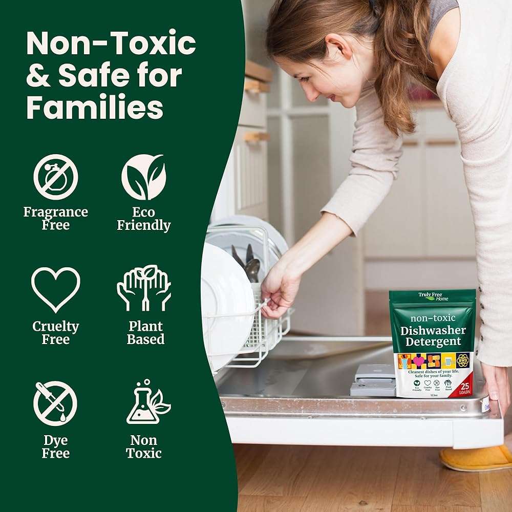 Truly Free Dishwasher Detergent Powder | Natural Dish Detergent, Dishwasher Soap | Plastic Free, Plant-Based, Clean, Heavy Duty Hard Water Stain & Grease Remover | Fragrance Free | 12.5 oz (Pack of 1) - Image 6