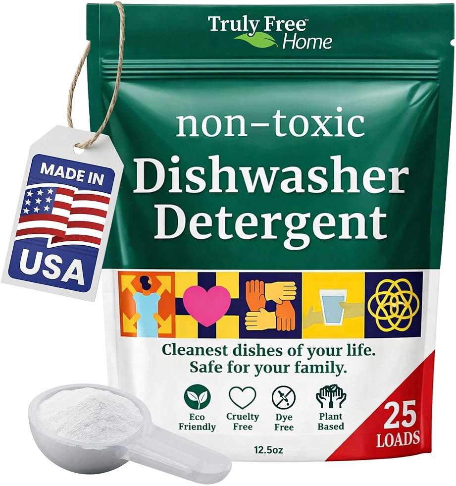 Truly Free Dishwasher Detergent Powder | Natural Dish Detergent, Dishwasher Soap | Plastic Free, Plant-Based, Clean, Heavy Duty Hard Water Stain & Grease Remover | Fragrance Free | 12.5 oz (Pack of 1) - Image 9