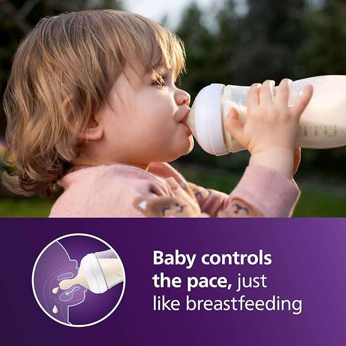 Philips Avent Natural Baby Bottles with Natural Response Nipples (Fast Flow, Flow 4), 11oz, 4-Pack, SCY906/04 - Image 2