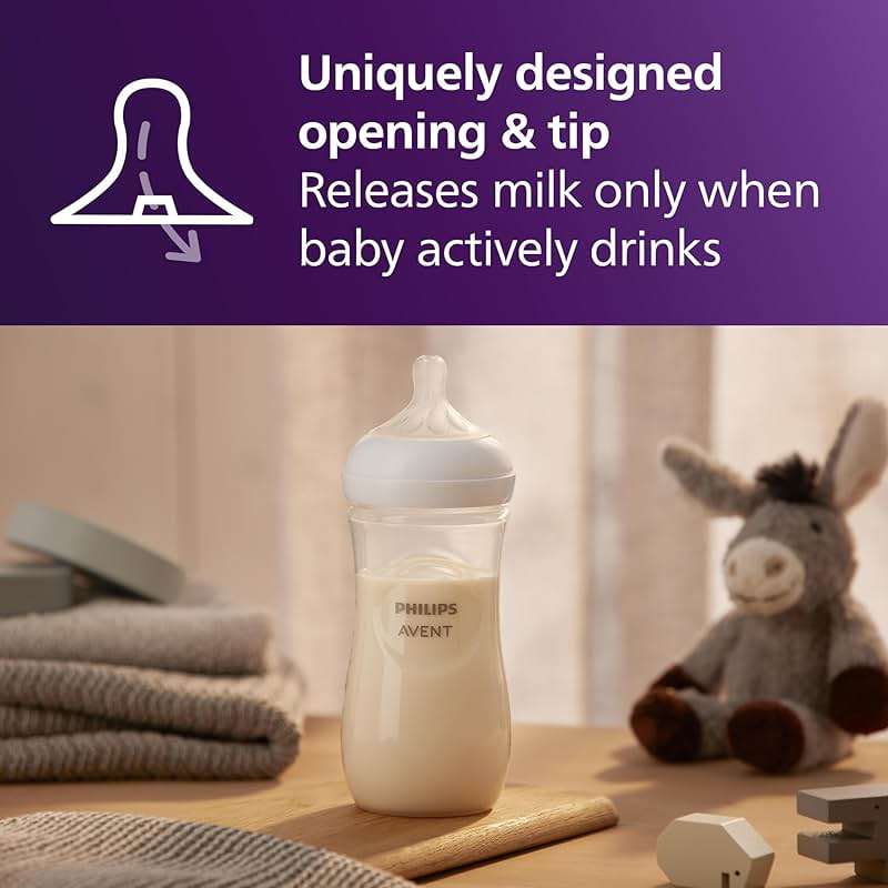 Philips Avent Natural Baby Bottles with Natural Response Nipples (Fast Flow, Flow 4), 11oz, 4-Pack, SCY906/04 - Image 4