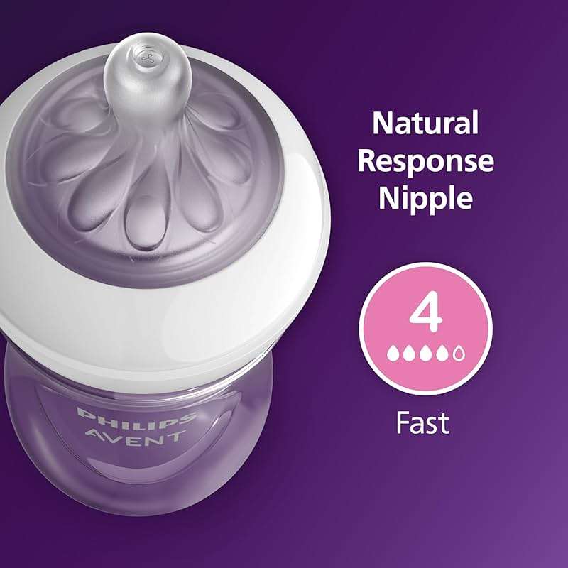 Philips Avent Natural Baby Bottles with Natural Response Nipples (Fast Flow, Flow 4), 11oz, 4-Pack, SCY906/04 - Image 8