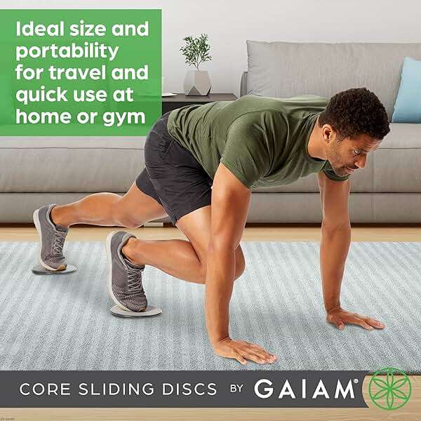 Gaiam Core Sliding Discs - Dual Sided Workout Sliders for Carpet & Hardwood Floor - Home Ab Pads Exercise Equipment Fitness Sliders for Women and Men - Image 3