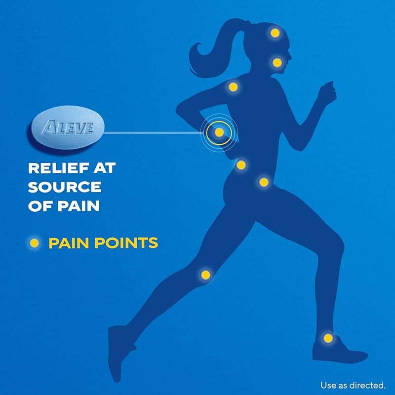 Aleve Pain Reliever & Fever Reducer Naproxen Sodium Caplets, Body and Arthritis Pain Reliever, Medicine for Adults and Children Ages 12 and Up, 60 Individual Pouches - Image 4