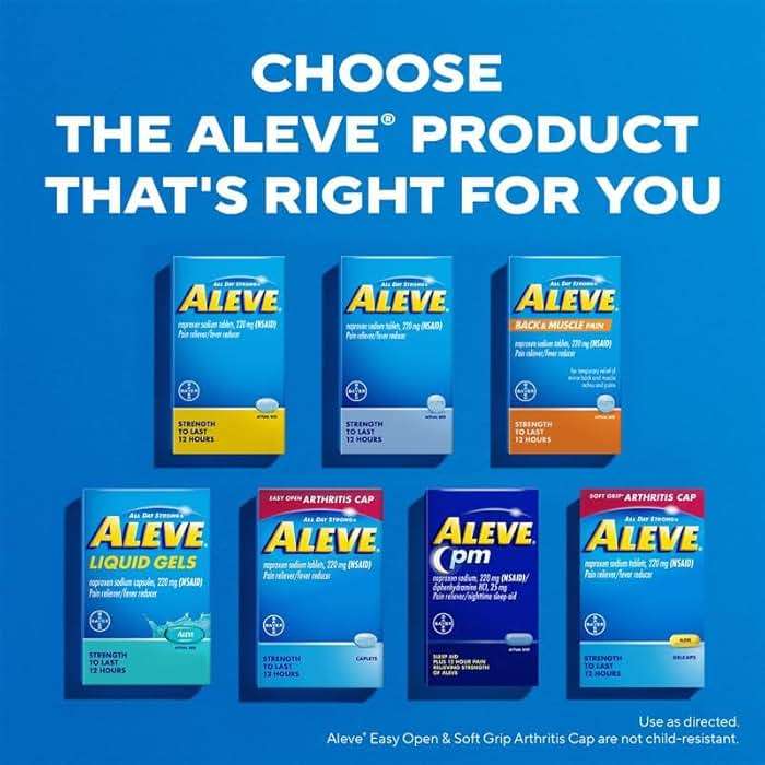 Aleve Pain Reliever & Fever Reducer Naproxen Sodium Caplets, Body and Arthritis Pain Reliever, Medicine for Adults and Children Ages 12 and Up, 60 Individual Pouches - Image 6