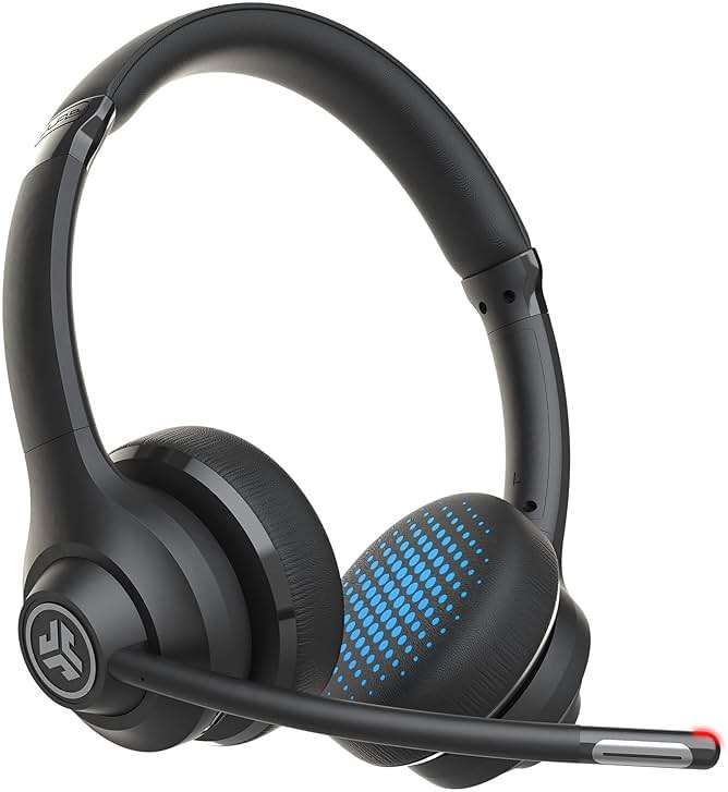 JLab Go Work Wireless Headsets with Microphone, 45+ Playtime PC Bluetooth Headset and Multipoint Connect to Laptop Computer and Mobile, Wired or Wireless Headphones (1 Pack) - Image 1